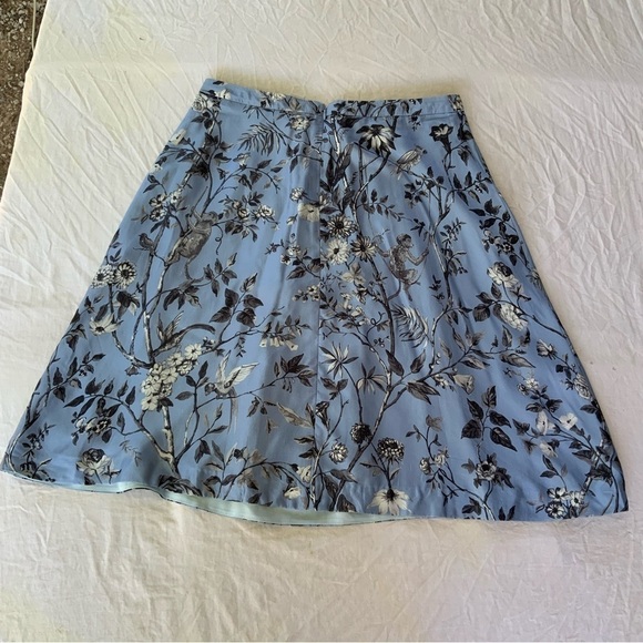 J Crew Blue floral silk Midi skirt - Picture 2 of 6